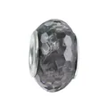 Faceted dark grey resin bead charm with glitter texture and silver metal rings - 100pcs Pack / Dark Gray
