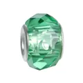 Emerald green faceted resin charm bead with silver core for DIY bracelet making - 100pcs Pack / Emerald Green