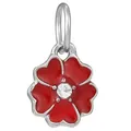 Silver flower charm pendant with red enamel petals and a central white zircon stone - Red Flower With Single Stone Pendant (28)