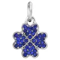 Blue heart-shaped clover charm in silver finish with pavé crystal inlay - Four-Leaf Clover Blue Stone Pendant Style (24)