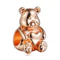 Roségoldener Bär mit Herz Charm-Anhänger für DIY Armbänder mit poliertem Finish - Normale Spezifikation / Teddybär Hält Herz (31)