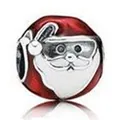 Enameled metal Santa Claus charm bead with red hat and white beard for DIY bracelets - Santa Claus Shape Charm (29)