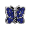 Silver alloy butterfly charm with deep blue crystals for DIY jewelry bracelets - Vintage Butterfly Dark Blue Style (38)