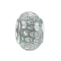 Polished faceted glass charm bead with silver honeycomb metal core for DIY bracelet - 100pcs Pack / Silver Texture