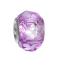 Macro shot of faceted purple glass bead with silver metal core for DIY jewelry making - 100pcs Pack / Purple