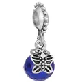 Colgante mariposa plateado vintage con cuenta de cristal azul facetado para pulseras - Bola de Strass Azul Mariposa Vintage (039) / Especificación Normal