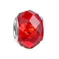 Faceted red resin bead with silver metal rings for DIY bracelet jewelry making - 100pcs Pack / Dark Red