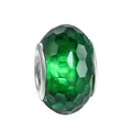 Emerald green faceted resin charm bead with silver metal core for DIY bracelet making - 100pcs Pack / Emerald Green