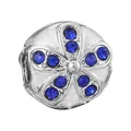 Silver flower charm with dark blue crystals for DIY jewelry bracelet making - Five-Petal Flower Dark Blue Rhinestone Style (12)