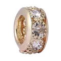 Golden hollowed-out alloy charm bead featuring three clear zircons for DIY bracelets - Gold Hollow Three-Stone Ring (2) / Gold
