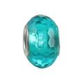 Faceted turquoise crystal bead charm with silver metal core for DIY bracelet making - 100pcs Pack / Turquoise