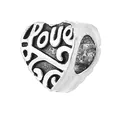 Vintage silver heart charm with Love engraving for DIY bracelets and jewelry - Love Heart Style (5)