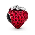 Charm a fragola in smalto rosso e foglie d'argento per bracciali fai-da-te - Stile Fragola Rossa (8)