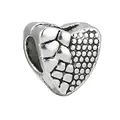Antique silver heart charm bead with asymmetrical texture for DIY bracelet jewelry - Asymmetric Textured Heart Style (7)