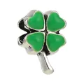 Silver clover charm with green enamel leaves for DIY beaded charm bracelets - Four-Leaf Clover Green Enamel (24)
