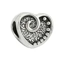 Vintage silver heart charm with spiral texture and dot accents for DIY bracelets - Spiral Texture Heart Style (19)