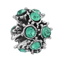 Retro silver charm with green crystals and floral design for DIY jewelry bracelets - Green Gemstone Radial Vintage (41)
