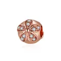 Roségoldene fünfblättrige Blumenperle mit Zirkonia-Inlay für DIY-Armbänder im Trend - Roségold Strass Blume Anhänger (CTB1045)