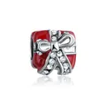 Abalorio caja de regalo de esmalte rojo con lazo brillante para pulseras de joyas DIY - Caja de Regalo de Strass Roja (17)