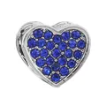 Macro detail of silver heart charm with blue pavé crystals and openwork carving - Hollow Heart Dark Blue Rhinestone Style (7)