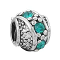 Silver vintage charm bead with three teal faceted crystals for DIY jewelry bracelet - Teal Gemstone Vintage Grain Style (16)