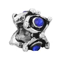 Retro silver alloy flower charm with deep blue crystals for DIY jewelry making - Aged Texture Dark Blue Accent Style (40)