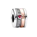Macro detail of alloy charm with red heart gemstone, pavé crystals and letter U engraving - Heart Gem And Letter U