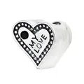 Silver heart charm bead with MY LOVE engraving and sparkling zircon stones for DIY bracelets - My Love Heart Gemstone Pendant