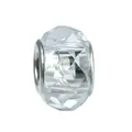 Silver-plated large hole bead with faceted clear crystal glass for DIY jewelry making - 100pcs Pack / Clear