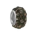 Smoky quartz crystal bead with alloy core for DIY charm bracelets in black finish - Normal Specification / Black