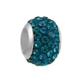 Peacock blue crystal pavé charm bead with silver large hole for DIY bracelets - Normal Specification / Teal