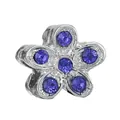 Silver flower bead charm with deep blue crystals for DIY jewelry making and bracelets - Five-Petal Flower Dark Blue Rhinestone Style (4)