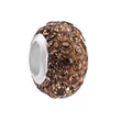DIY charm bead featuring champagne brown crystal pavé on silver metal base - Champagne Rhinestone Pave Bead (3) / 3-Champagne Brown