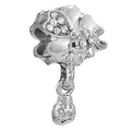 Breloque fleur en argent avec pierres en zircone et petit pendentif coccinelle amovible - Breloque Florale Coccinelle Strass (14)
