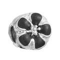 Classic five-petal flower charm bead with black enamel inlay for DIY bracelets - Black Five-Petal Stamen Style