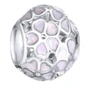 Silver hollow heart flower charm with pink enamel for DIY bracelet jewelry - Pink Purple Hollow Heart Ball (13)