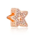 Rose gold star charm with white zircon pavé and hollow detail for DIY jewelry bracelets - Rose Gold Star Style (2)