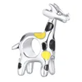 Silver giraffe charm bead with yellow enamel spots for DIY jewelry making - Giraffe