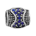 Blue crystal charm with black and white dotted pattern for DIY bracelets - Black White Polka Dot Blue Barrel Style (28)