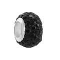 DIY charm bead featuring black micro-pave crystals on a silver spherical metal base - Pave Black Rhinestone Style (6) / Normal Specification / Black