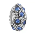 DIY charm bead in silver alloy featuring blue round zircons and textured finish - Granular Texture Blue Stone Style (43)
