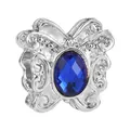 Blue crystal butterfly charm bead in silver finish for DIY bracelet necklaces - Hollow Butterfly Dark Blue Stone Style (41)