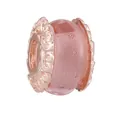 Pink glass charm with rose gold filigree accents for DIY bracelets and necklaces - Pink Bubble Bead With Rose Gold Border (#7)