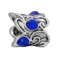 Vintage silver alloy bead with scroll engravings and three faceted blue stones - Vintage Scroll Pattern Dark Blue Style (30)