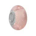 Pink translucent resin glass charm bead with inner air bubbles and S925 silver core - Pink Bubble Lampwork Bead (S925) (46)