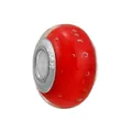 Vibrant red resin charm bead with internal bubble texture and 925 silver core for bracelets - Normal Specification / Red