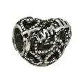 Vintage silver hollow heart charm with Family engraving for DIY bead bracelets - Family Heart Style (4)