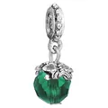 Emerald green faceted crystal charm with vintage silver leaf detailing for DIY bracelets - Emerald Green Crystal Dangle Style (5)