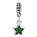 Vintage silver star dangle charm with green crystal inlay for DIY charm bracelets - Green Rhinestone Star Dangle Style (18)