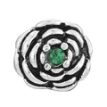 Vintage silver rose charm bead with green crystal center for DIY jewelry making - Green Gemstone Rose Style (19)